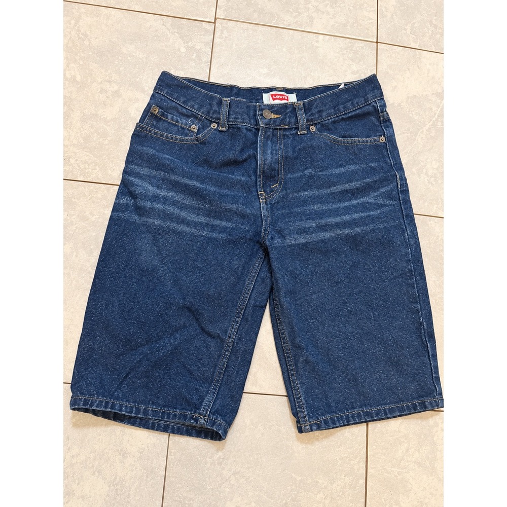 Levis 505 Denim Shorts Womens Regular Fit Straight Leg Medium Wash Blue Jorts 12